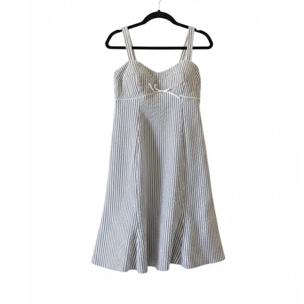 Karin Stevens Y2K Striped Seersucker Pinup Dress Sweetheart Size 8